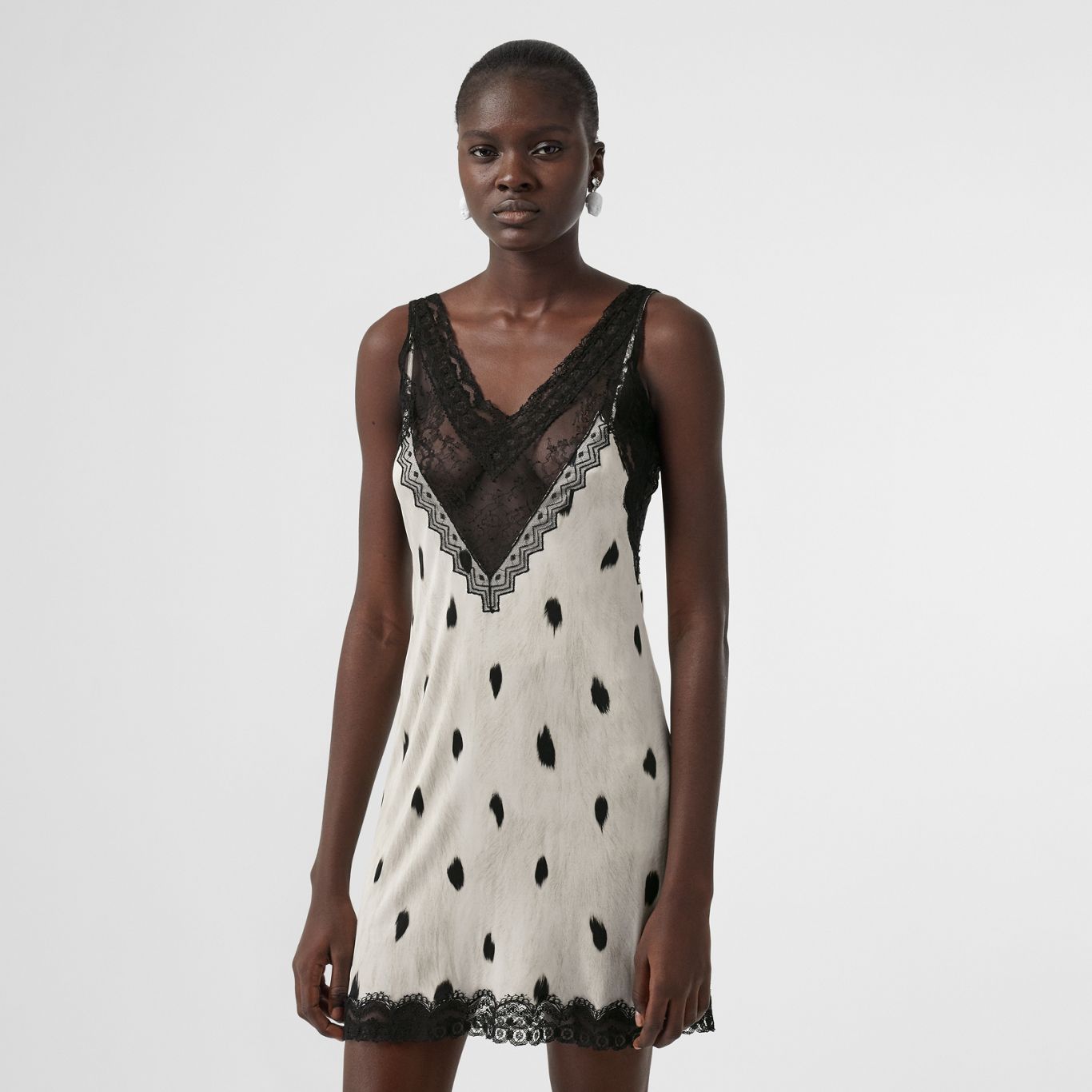 Lace Panel Animal Print Slip Dress